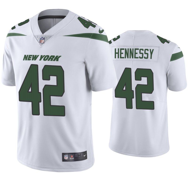 Men New York Jets #42 Thomas Hennessy Nike White Vapor Limited NFL Jersey